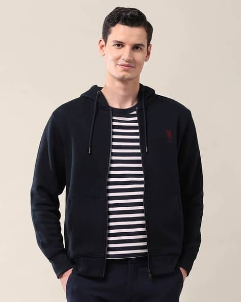 Mens Hoodies All Black Polo Hoodie Men Logo Print Oversized Fit Hoodie - Main Image