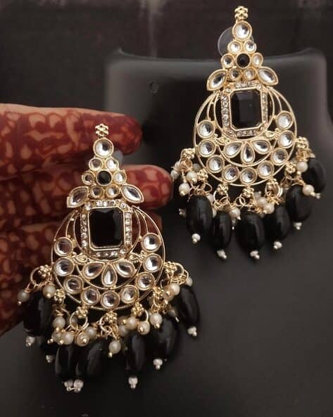 Women CZ-Studded Chandbali Earrings