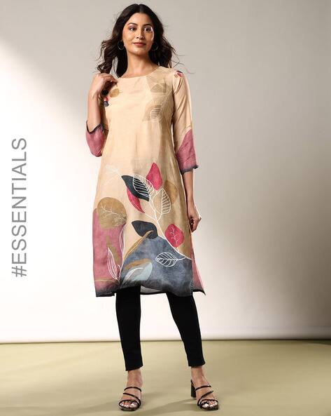 Nyrika Women Leaf Print Straight Kurta