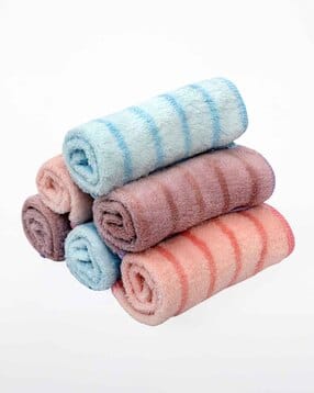 Pack of 6 Striped Face Towels 10" x 10"-image-43