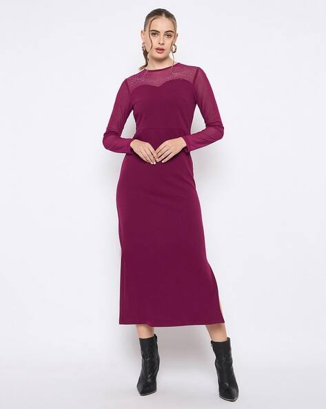 MADAME Women A-Line Dress with Round Neck