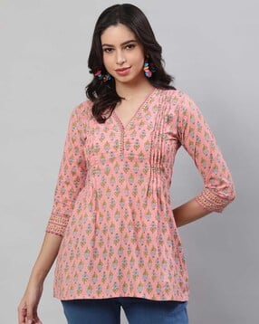 svaraa Women Floral Print V-Neck Tunic-picture-30