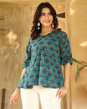 svaraa Women Floral Print Relaxed Fit Tunic-picture-51