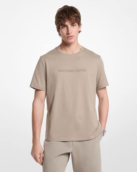 Buy Michael Kors Logo Embossed Regular Fit Cotton T-Shirt