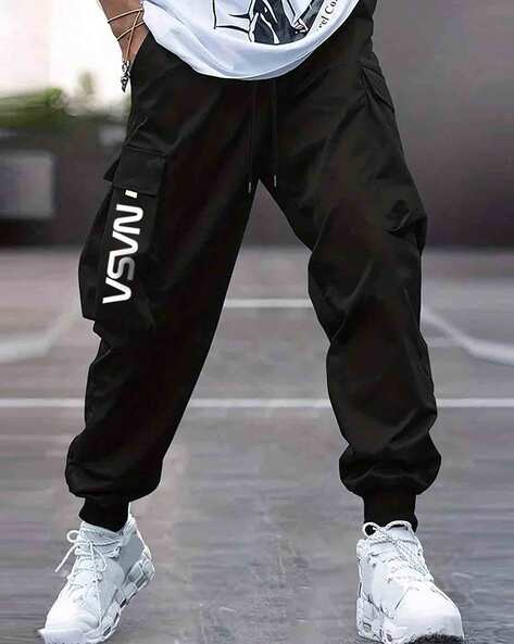 JUMP CUTS Men Straight Track Pants with Drawstring