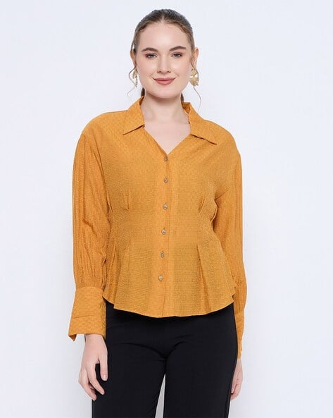 MADAME Women Relaxed Fit Shirt with Cuffed Sleeves