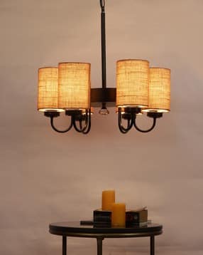  Chandelier With  Khadi Lamp Shade For Living Room -image-7