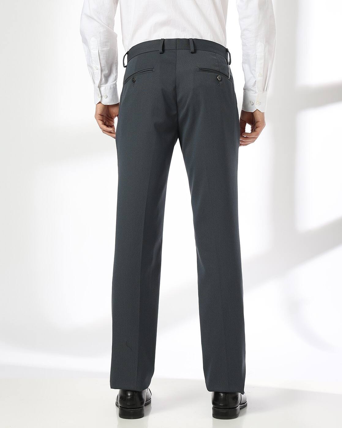Men Slim Fit Flat-Front Trousers