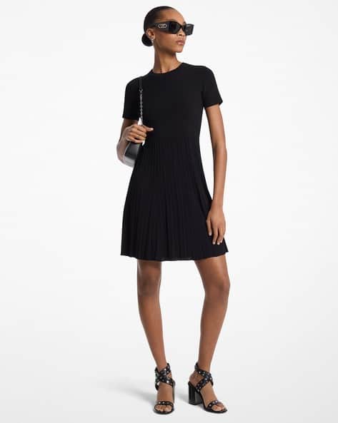 Buy Michael Kors Ribbed Knit Short-Sleeve Dress Black Color