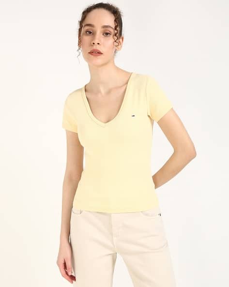 Buy Custard Cream Tshirts for Women by TOMMY HILFIGER Online