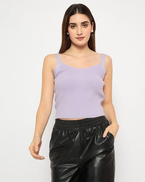 Women Ribbed Relaxed Fit Vest Sweater