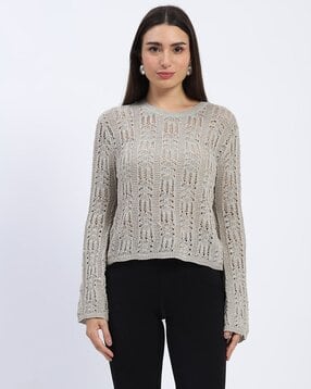 madame Women Loose Fit Round-Neck Knit Top-picture-31