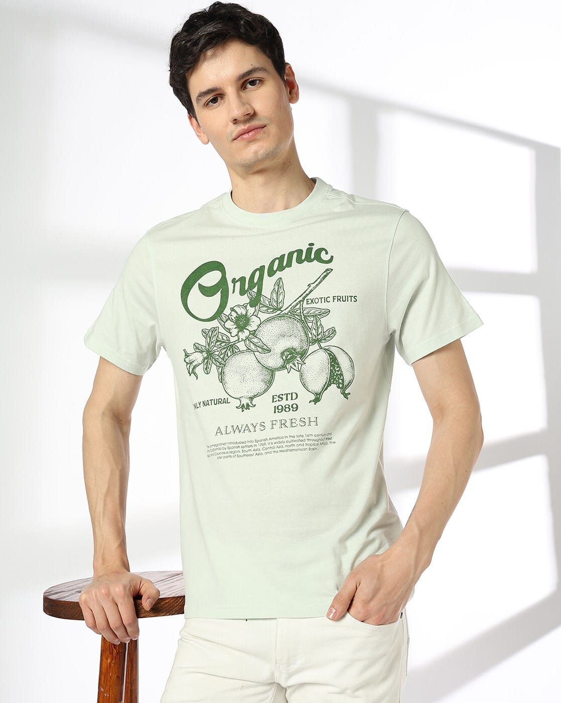 DNMX Men Graphic Print Regular Fit Cotton Crew-Neck T-Shirt For Men (Aqua, L)