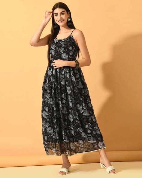 SVARAA Women Floral Print Semi-Stitched Anarkali Dress