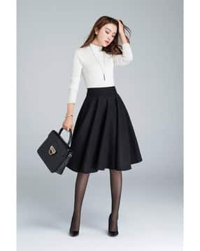 gg style Women Flared Skirt with Back Zip Closure-picture-11
