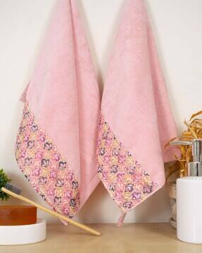 rangoli Set of 2 Floral Pattern Hand Towels-picture-46