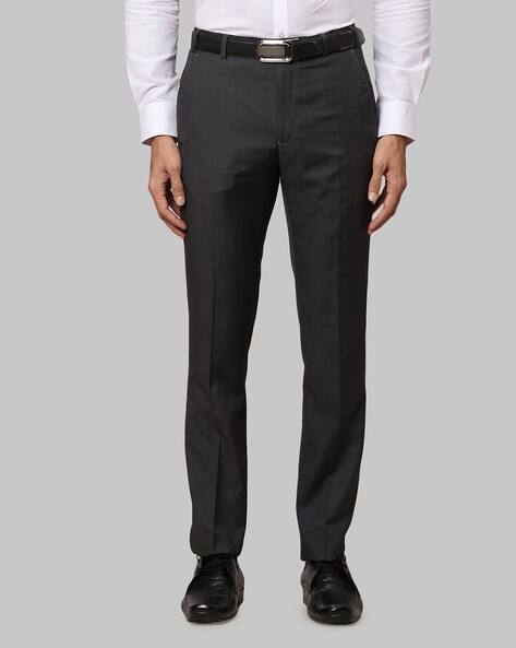 Men Regular Fit Flat-Front Trousers