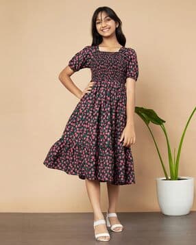 Girls Floral Print Tiered Dress-image-14