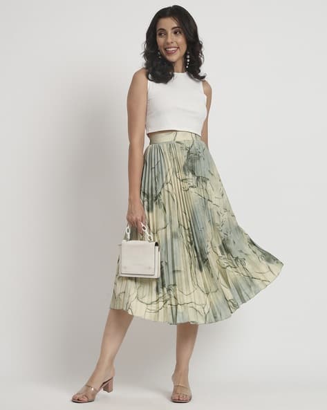 Women Printed Pleated A-Line Skirt