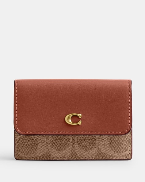 Buy Coach Women Signature Canvas Mini Trifold Wallet Tan Rust
