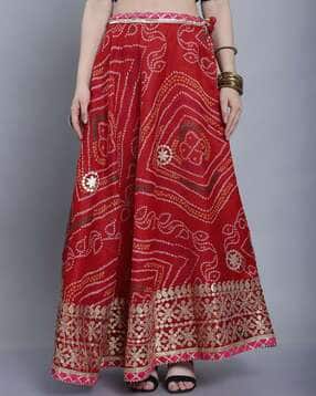 Women Bandhani Print Flared Skirt