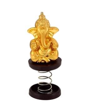 dzinetrendz Brass Gold Spring Ganesh Idol-picture-16