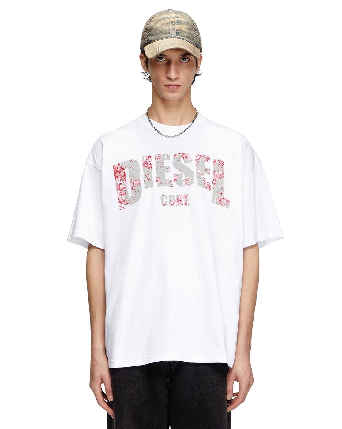 Buy DIESEL T-Adjust-R25 Regular Fit Cotton T-Shirt | White Color