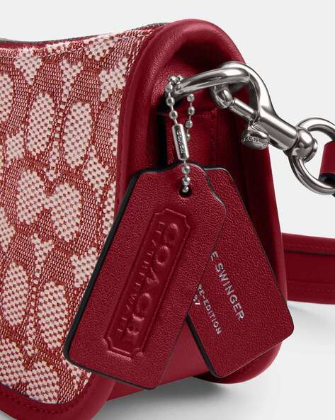 Buy Coach Signature Jacquard Small Swinger Shoulder Bag | Red