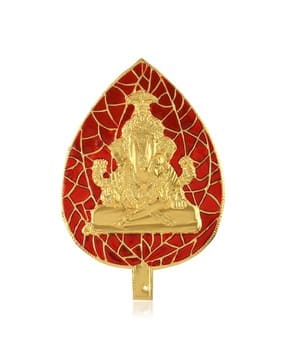 Lord Ganesha on Leaf Handcrafted Idol