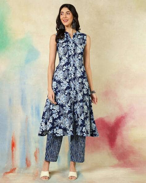Kimayra Cotton Calf Length Printed Kurta Set