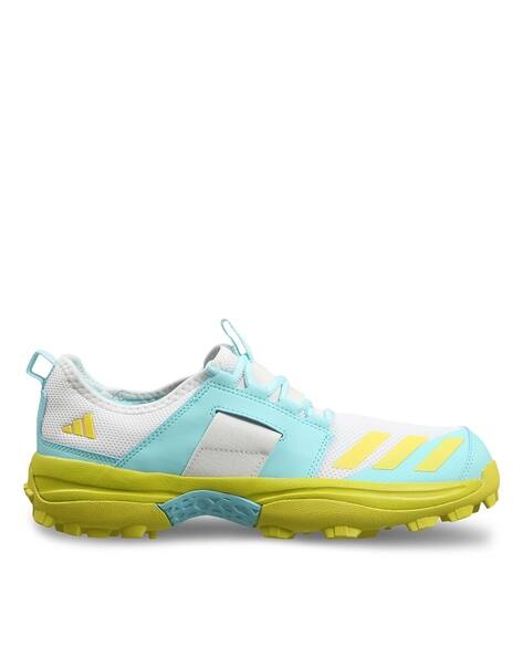 adidas gazelle silver green womens Adidas Cri Rise V2 M Cloud White / Semi Lucid Blue / Green Spark Cricket  Shoes