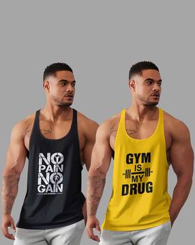 bab Men Pack of 2 Typographic Print Sleeveless Vest-picture-3