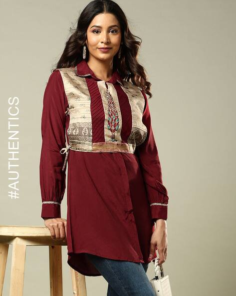 Indie Picks Set of 2 Cotton Muslin Kurta with Hand Embroidered Jacket