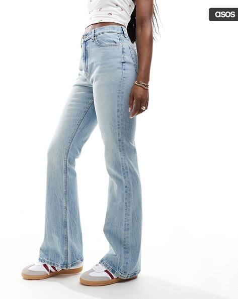 ASOS DESIGN Women Light-Wash Flared Jeans