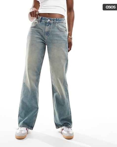 Women Heavy-Wash Baggy Fit Boyfriend Jeans