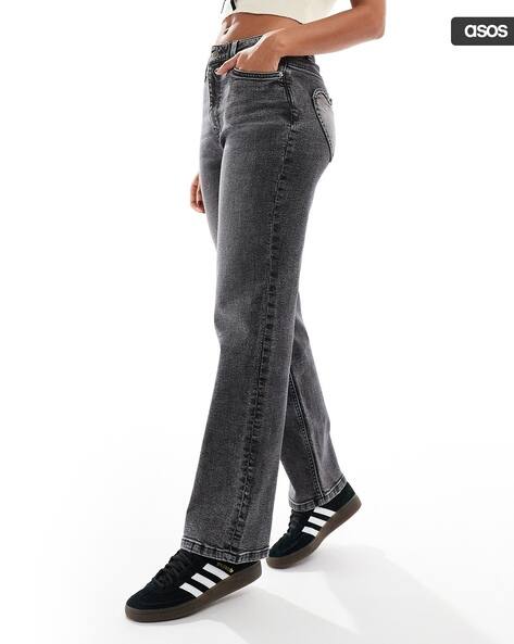 MISS SELFRIDGE Women Straight Leg Jeans with Heart Pockets