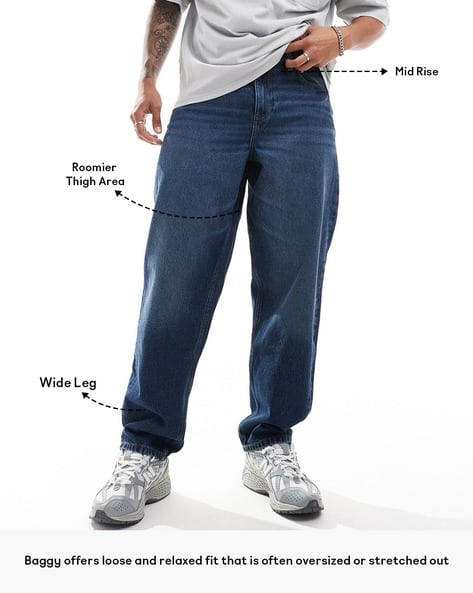 Men Mid-Wash Baggy Fit Jeans