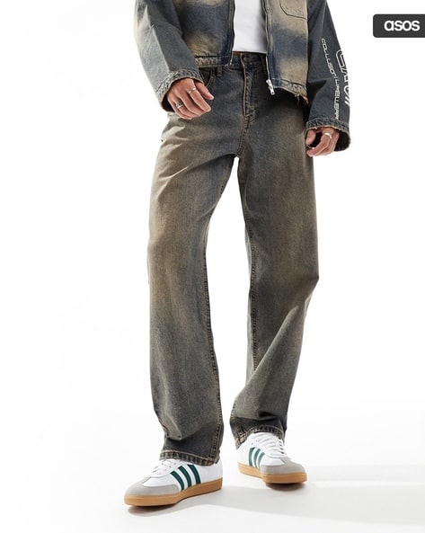 Men Mid-Wash Baggy Jeans