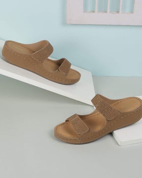 mochi Women Embellished Slides with Stitch Detail-picture-53