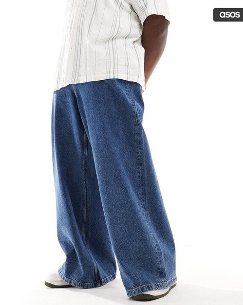 Men Light-Wash Super Wide-Leg Jeans