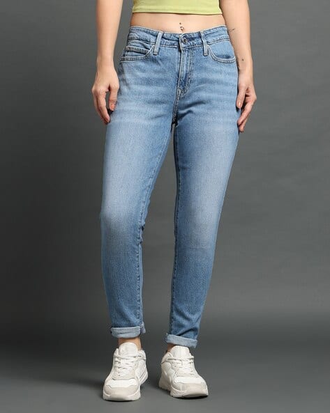 Women Mid-Wash Mid-Rise 711 Skinny High-Rise Jeans