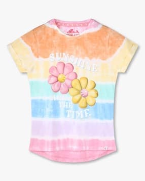 Girls Tie & Dye Regular Fit Crew-Neck T-Shirt