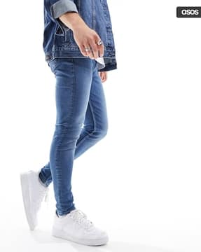 Men Light-Wash Spray-On Power Stretch Super Skinny Fit Jeans