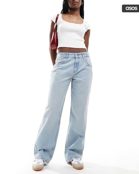 Women Light-Wash Baggy Fit Boyfriend Jeans