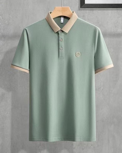 Men Self-design Regular Fit Polo T-shirt