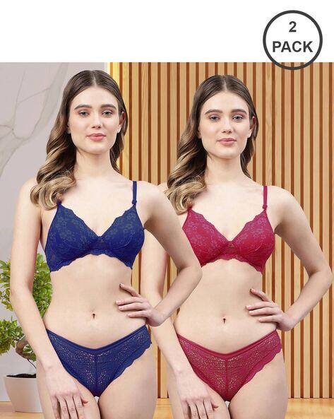 Fashion Comfortz Pack of 2 Women Minimiser Bras & Panties