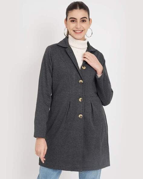 Women Regular Fit Trenches Coat with Button Closure