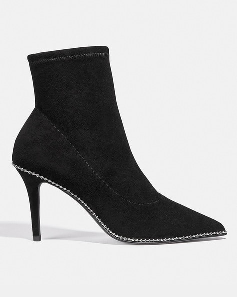Leather Pointed-Toe Ankle-Length Boots