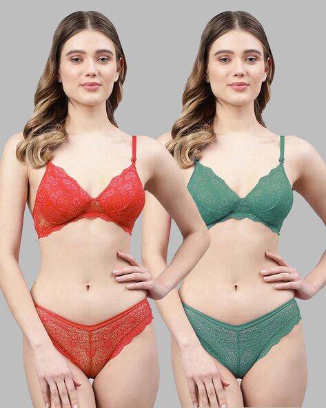 Fashion Comfortz Pack of 2 Women Minimiser Bras & Panties Set