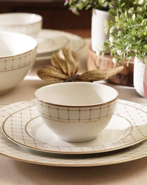 Pure Home And Living Set of 2 Ivory Ceramic Criss Cross Detail Small Bowls
